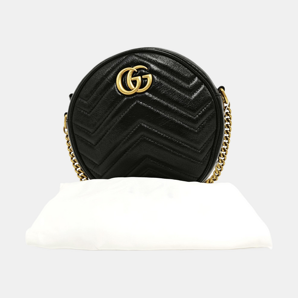 Authenticated pre-owned GG Marmont Mini Quilted Calfskin Black - Shoulder Bag at Looply