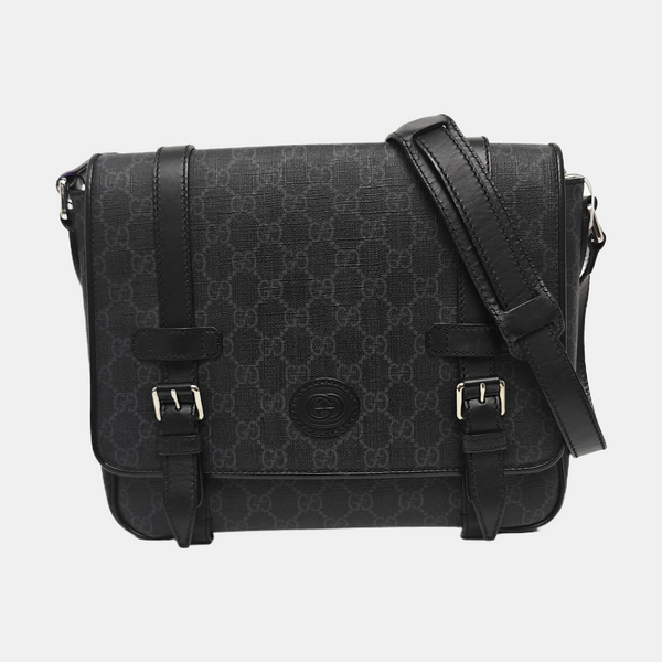 Monogram Coated Canvas Shoulder Bag Black