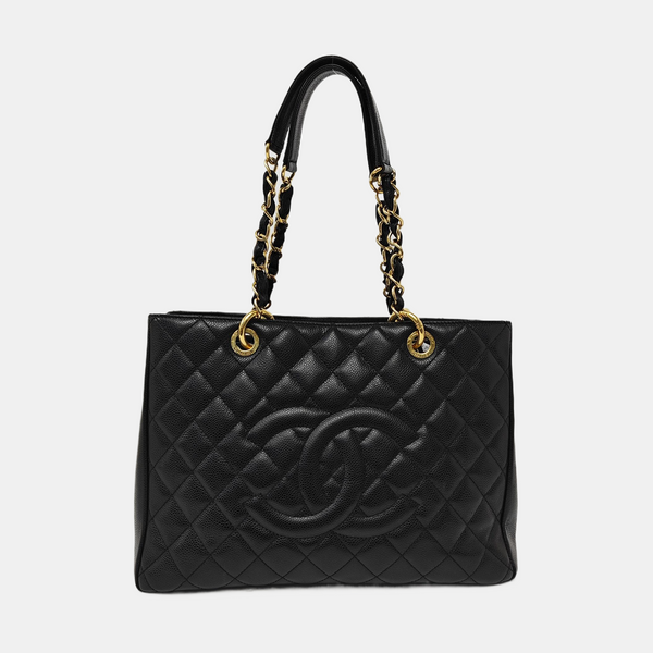 CHANEL GST Large Quilted Grained Calfskin Black