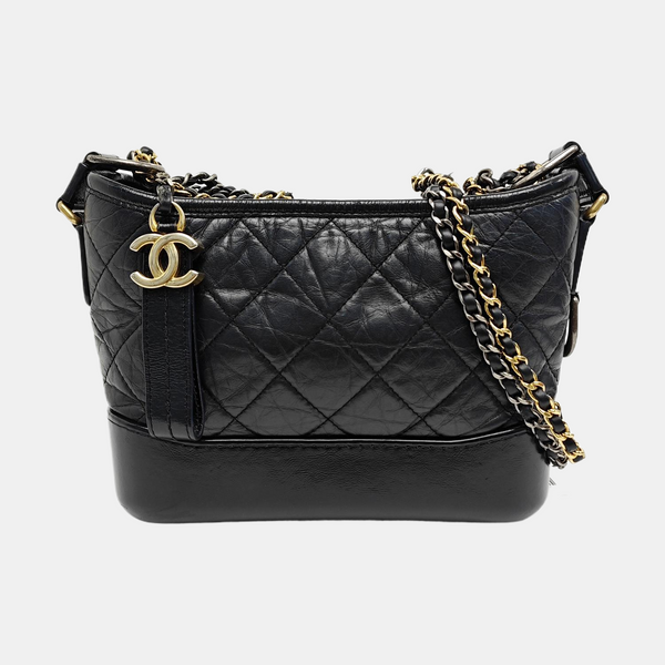 GABRIELLE Small Quilted Calfskin Black