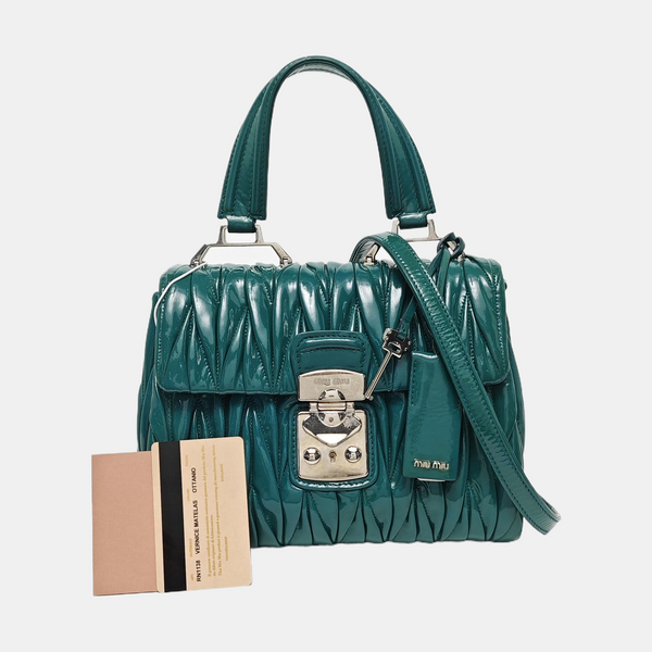Quilted Patent Leather Shoulder Bag Green
