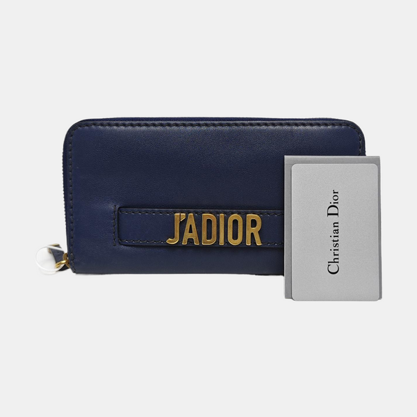 J'adior Calfskin Blue Wallet