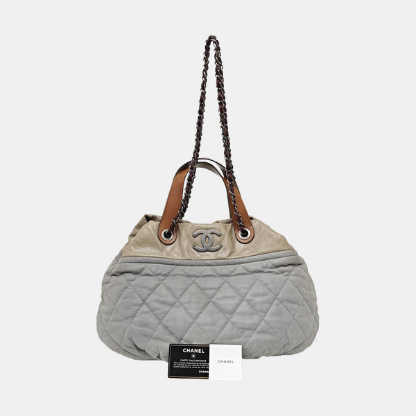 THE MIX Large Quilted Calfskin Gray