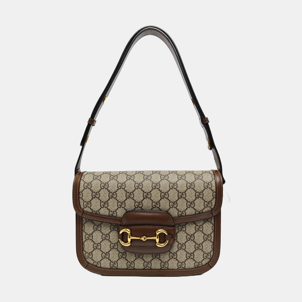 Horsebit 1955 Medium Monogram Coated Canvas Beige
