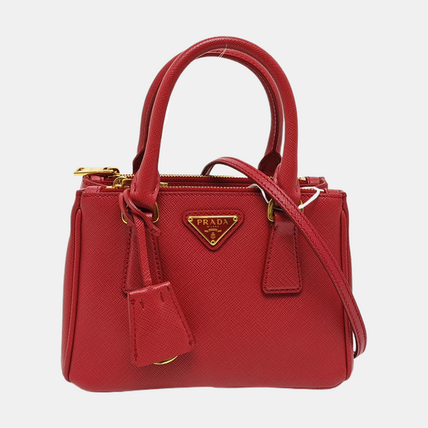 Galleria Super Mini en piel de becerro Saffiano roja