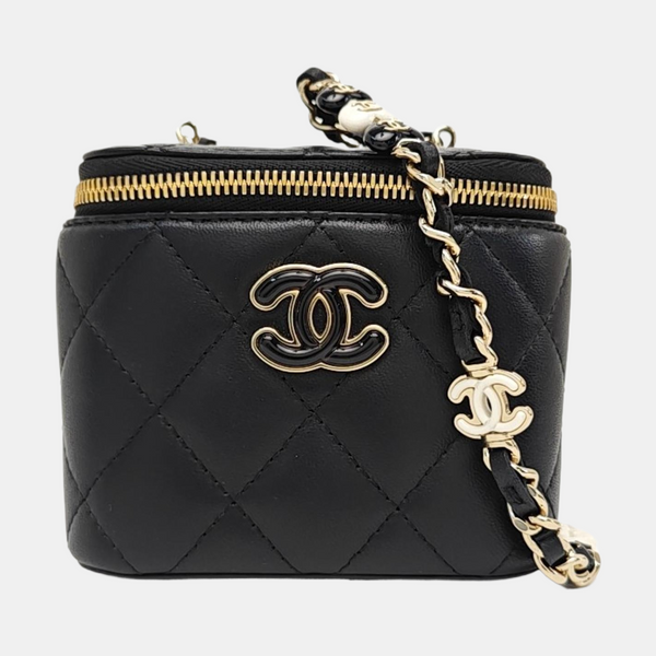 VANITY CASE Small Quilted Lambskin Black