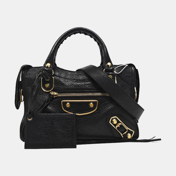 Classic Metallic Edge City Mini Lambskin Black