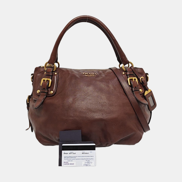 Calfskin Shoulder Bag Brown