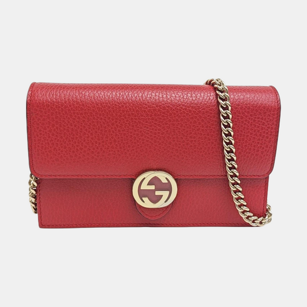 Interlocking G Small Calfskin Red