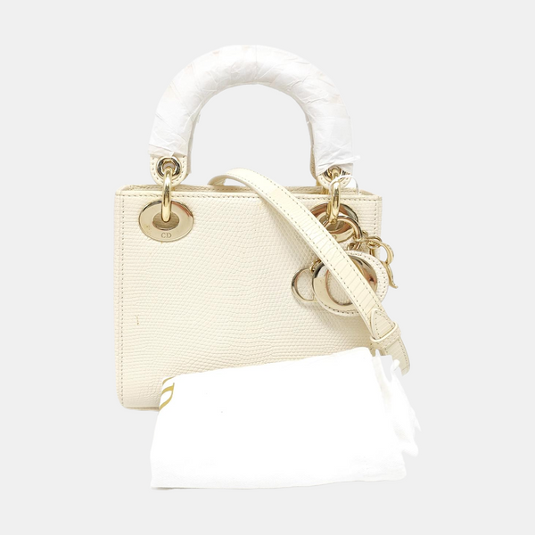 Lady Dior Mini Lizard White