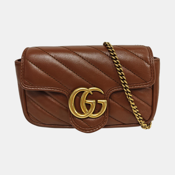 GG Marmont Mini Quilted Calfskin Brown