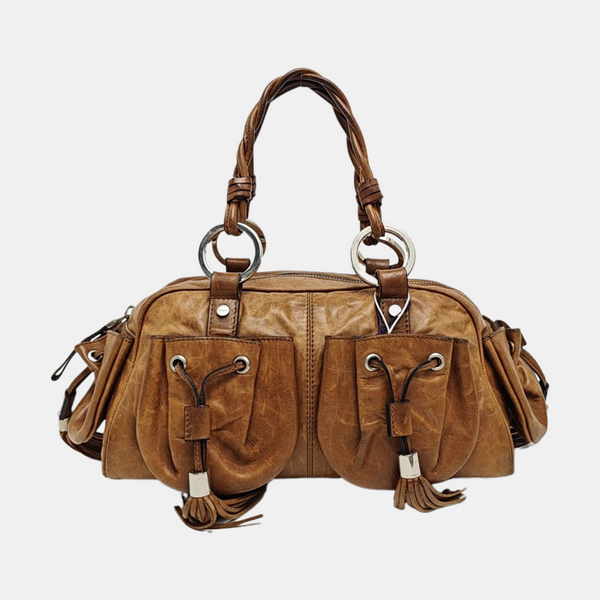 Calfskin Top Handle Bag Brown