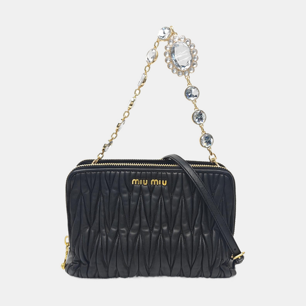 Quilted Lambskin Shoulder Bag Black