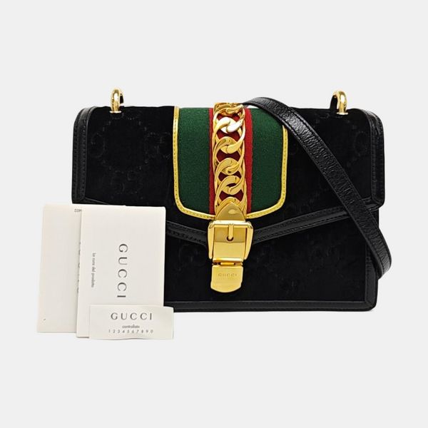 Sylvie Small Monogram Velvet Black