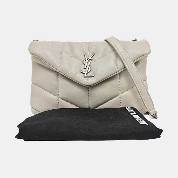 PUFFER Mini Chevron Lambskin White