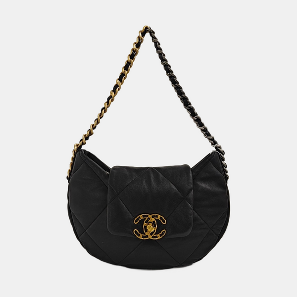 Quilted Lambskin Shoulder Bag Black