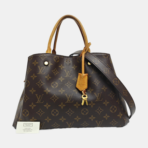 MONTAIGNE MM Monogram Coated Canvas Brown