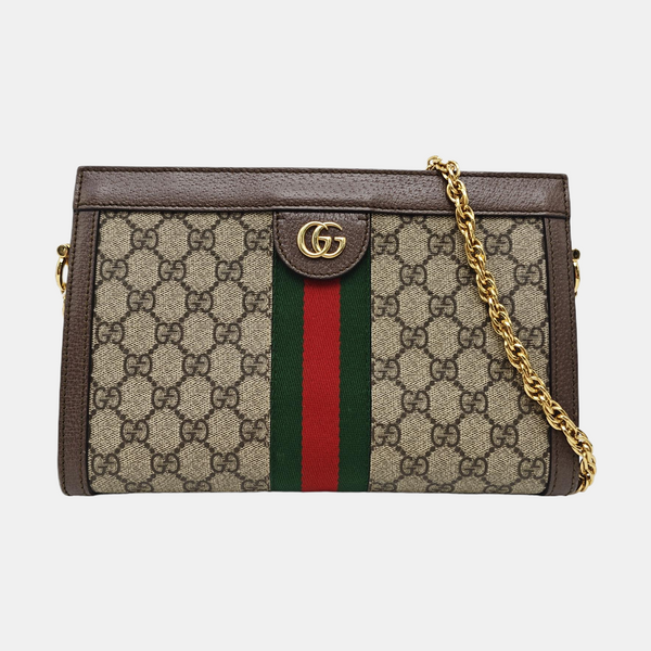 Ophidia Small Monogram Coated Canvas Beige