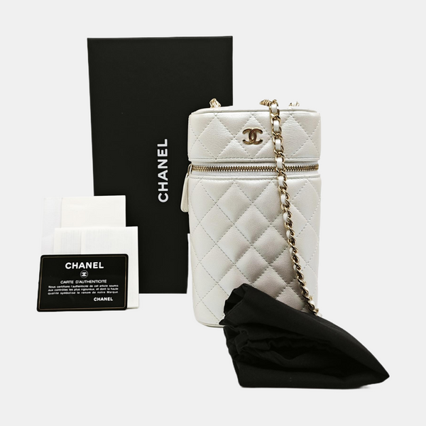 Quilted Calfskin Shoulder Bag White