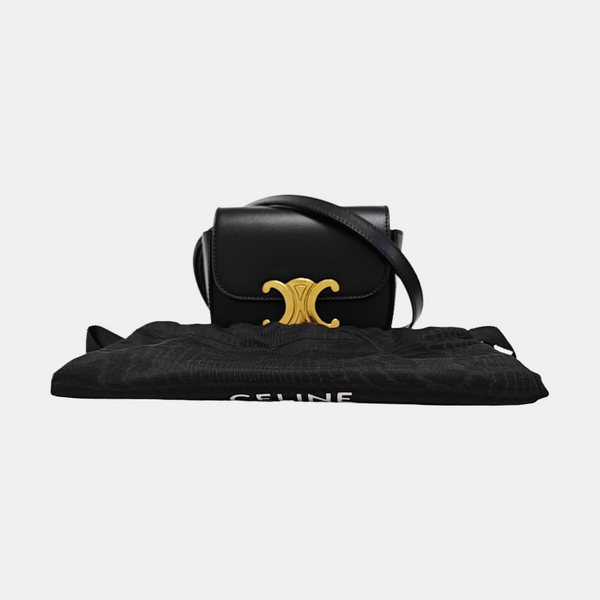 TRIOMPHE Piel de Becerro Negra Minibolso