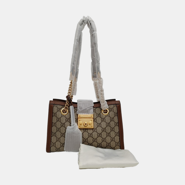 Padlock Small Monogram Coated Canvas Beige