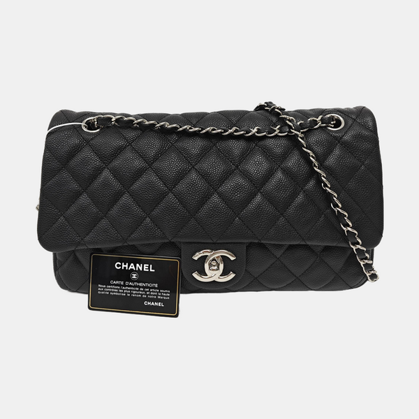 Large Quilted Grained Calfskin Black