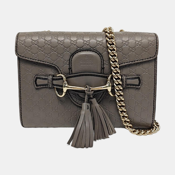 Emily Chain Monogram Calfskin Gray