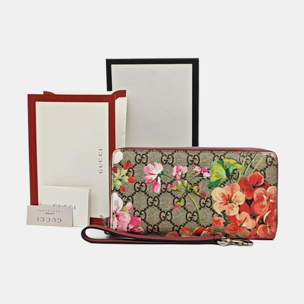 GG Blooms Monogram Coated Canvas Beige Wallet