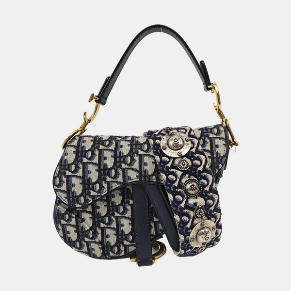 Saddle Mini Oblique Canvas Blue