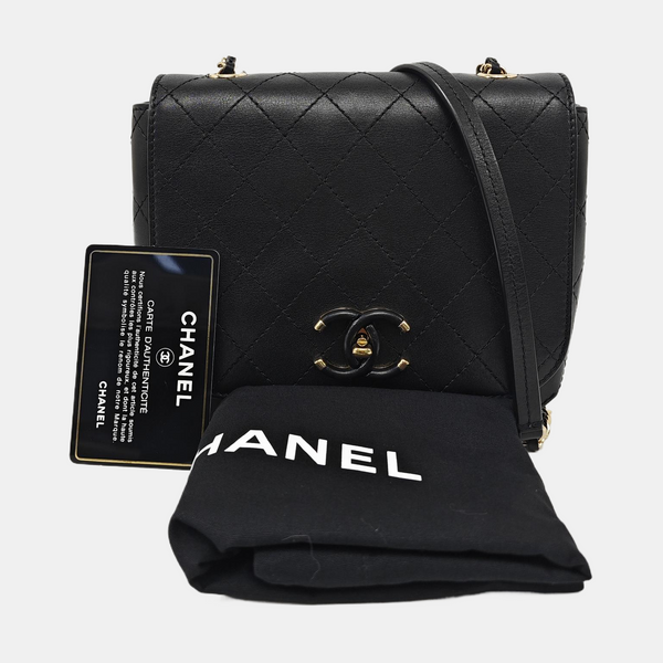 Quilted Calfskin Shoulder Bag Black