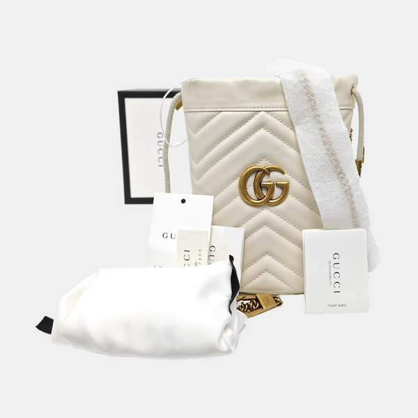 GG Marmont Mini Quilted Lambskin White