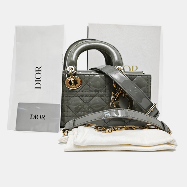 Lady D-Joy Cannage Patent Leather Gray