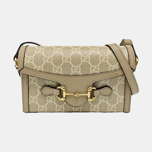 Horsebit 1955 Mini Monogram Coated Canvas Beige