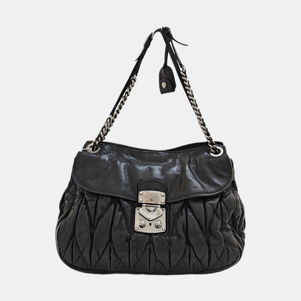 Miu Coffer Quilted Lambskin Black