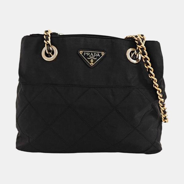 Quilted Nylon Tote Bag Black