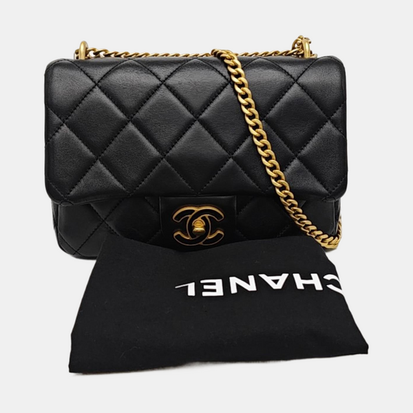 Quilted Calfskin Shoulder Bag Black