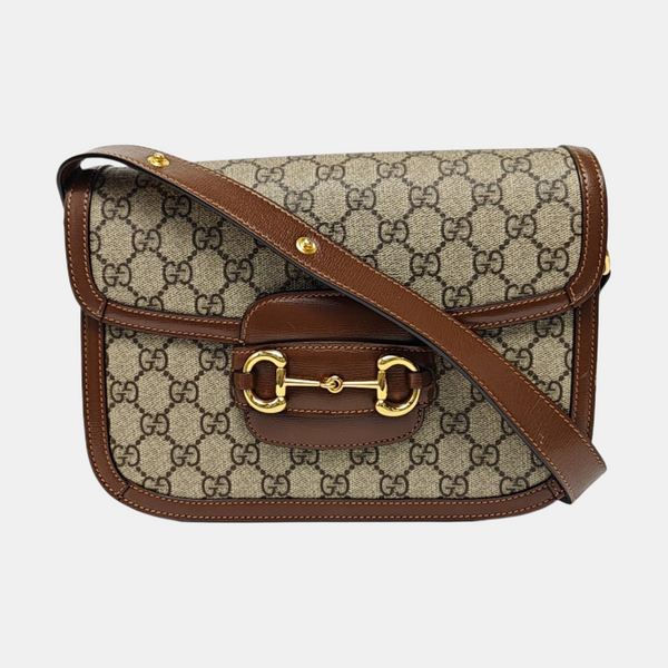 Horsebit 1955 Medium Monogram Coated Canvas Beige