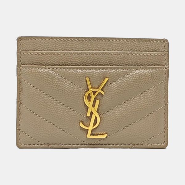 MONOGRAM Chevron Calfskin Beige Card Holder