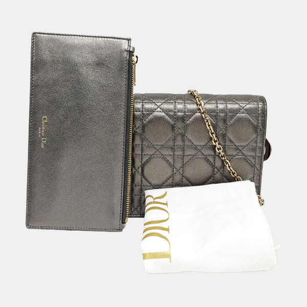 Lady Dior Cannage Piel de becerro gris