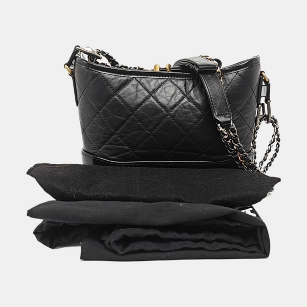 GABRIELLE Small Quilted Vintage Calf Black