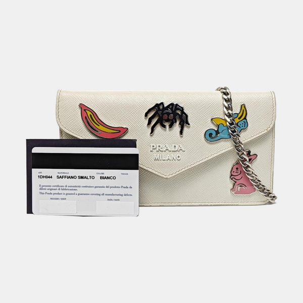Saffiano Calfskin Shoulder Bag White