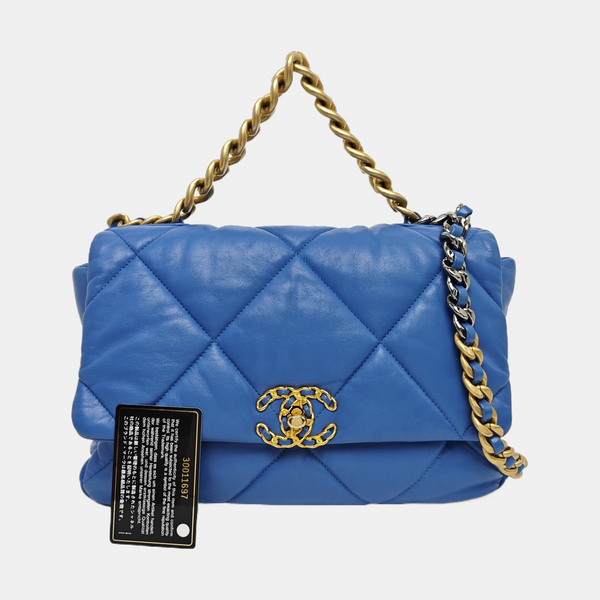 CHANEL 19 Large Quilted Lambskin Blue