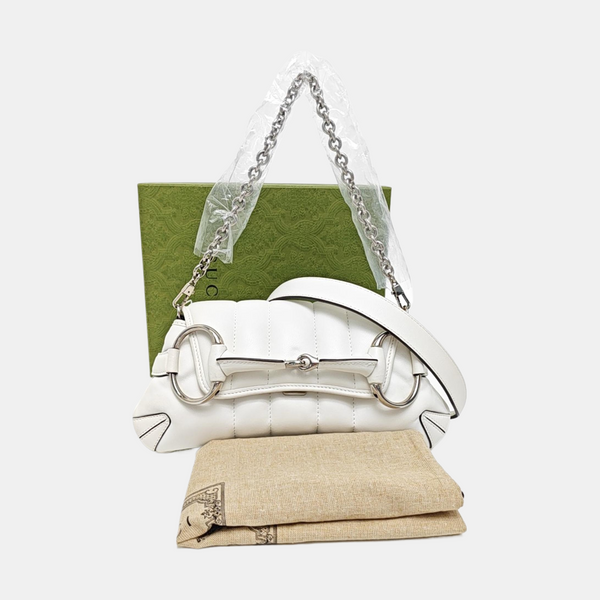 Horsebit Chain Small Lambskin White
