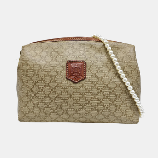 Coated Canvas Clutch Beige