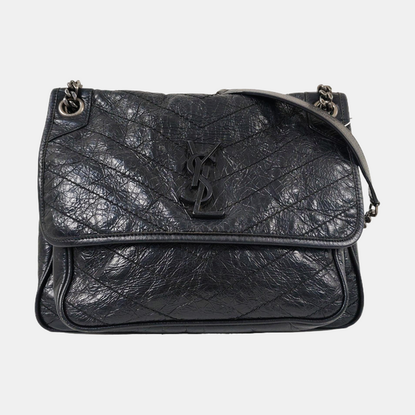 NIKI Medium Chevron Calfskin Black