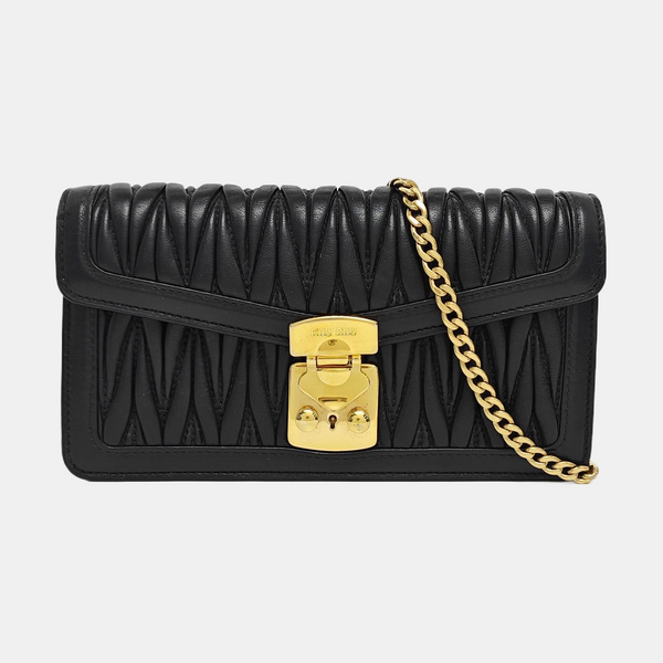 Miu Confidential Quilted Lambskin Black