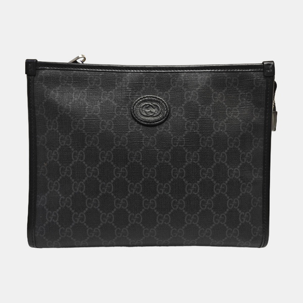 Coated Canvas Clutch Black