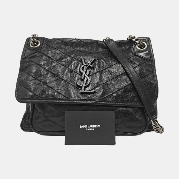 NIKI Medium Chevron Calfskin Black
