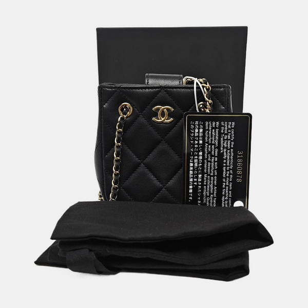 Quilted Lambskin Shoulder Bag Mini Black