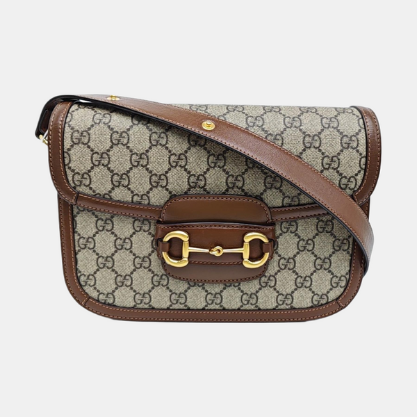 Horsebit 1955 Medium Monogram Coated Canvas Beige
